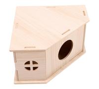 BATHVEVE Casa de Madera Triangular para Hámster, Cabaña para Animales Pequeños, Escondite para Dormir, Tamaño Pequeño, Color Natural, Suministros para Ratas y Jaulas, Refugio Seguro