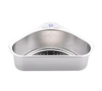 BATHVEVE Cesta de Drenaje Útil de Acero Inoxidable Forma Triangular y Ventosas para Cocina y Baño, Estante de Esquina para Fregadero que Ahorra Espacio y Es Transpirable Varios estilos