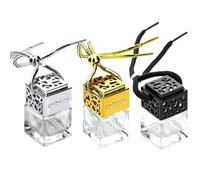 BATHVEVE Colgante de Botella de Perfume Pack de 3 Piezas para Coche de Vidrio Cuadrada de 8ml, Abierto y Colgante para Aceites Esenciales y Perfume