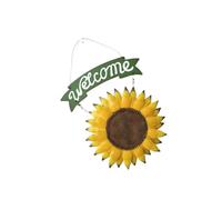 BATHVEVE Colgante de Hierro Vintage Diseño de Girasol para Decoración de Salón y Club, Placa Colgante de Bienvenida Estilo Shabby Chic para Pared