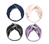 BATHVEVE Diademas De Seda Elásticas Cruzado Para Mujer, 4 Piezas, Talla Única, Suaves y Transpirable, Para Maquillaje y Ejercicio Diario