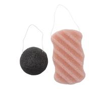 BATHVEVE Esponja de Carbón de Bambú 2 Unidades Esponja Corporal Exfoliante Natural para Piel Sensible Cuidado Diario Baño Accesorios Color Aleatorio