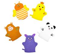 BATHVEVE Guantes de Baño para Bebés de Algodón Ligero y Cómodo, Pack de 5 Piezas Diseño Adorable en Forma de Fruta para Lavar y Frotar la Piel Delicada Varios estilos