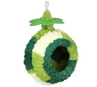 BATHVEVE Hamaca Nido Colgante para Pájaros Mediana Color Verde Bosque de Felpa Cálida y Aislante para Periquitos Jaula Accesorio de Cría y Refugio de Invierno