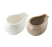 BATHVEVE Jarra de Cerámica para Leche 2 Pcs Estilo Japonés Boquilla Redonda, Dispensador para Café y Salsa, Recipiente para Crema, Suministros para Cafeterías, Uso en Cocina y Restaurante