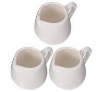 BATHVEVE Juego de 3 Mini Jarras de Cerámica en Color Claro con Asa Cómoda y Vertedor Antigoteo, Recipiente para Salsa y Leche Adecuado para Cocina y Servir