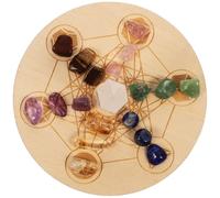 BATHVEVE Juego de Cristales Naturales para Meditación y Adivinación, Columna de Cristal en Bruto Plato de Madera, Piedras Chakras Irregulares, Decoración Energética para Yoga y Terapia