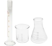 BATHVEVE Kit de 3 Piezas de Utensilios de Laboratorio Matraz Cónico y Vaso Graduado de Material Sintético para Medición Precisa en Educación E Investigación