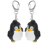 BATHVEVE Llaveros con Luz y Sonido, Set de 2 Figuras de Pingüino en Negro, Accesorios para Mochilas y Billeteras, Llavero Creativo con Anillo Metálico