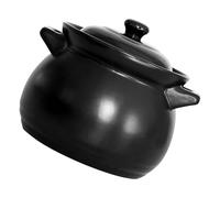 BATHVEVE Olla Adecuado para Sopa y Estofado Resistente al Calor de 1.1l de Cerámica Negra para Hotel y Restaurante en Cocina Profesional