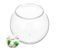 BATHVEVE Pecera Redonda de Plástico Pet Pequeña para Peces de Colores y Plantas, Acuario Decorativo Adecuado para Escritorio en Oficina o Hogar
