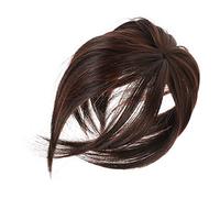 BATHVEVE Postizo de Cabello con Flequillo Recto Pieza de Reemplazo sin Costuras de Color Marrón de Usar Clips Peluca Natural para Disimular Canas