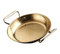 BATHVEVE Sartén Doble Asa 20 Cm de Acero Inoxidable Dorado para Cocina Coreana, Olla para Mariscos y Guisos, Apta para Hornillo de Gas y Eléctrica, Utensilio Multifunción para Hogar
