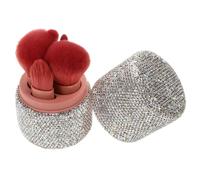 BATHVEVE Set De Brochas De Maquillaje Portátil Con Purpurina, Estuche Con Tapa Antipolvo, Juego Pequeño Para Ojos y Rostro, Adecuado Para Viaje y Almacenaje Compacto