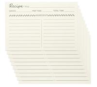 BATHVEVE Tarjetas de Recetas de Papel Kraft 10 Pcs para Uso Diario, Hojas Compactas de Notas de Comida, Accesorios de Cocina Prácticas para Registrar Recetas y Planificar Comidas