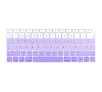 Batianda Español ESP Ombre Color Ultrafino Impermeable Cubierta de Teclado de Silicona para Nuevo MacBook Air 13 Pulgadas 2018 con Touch ID Modelo: A1932 White to Purple