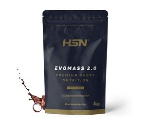 Batido de Carbohidratos y Proteínas Vegetariano de HSN Evomass 2.0 | Sabor Chocolate 1 Kg = 10 Tomas por Envase | Whey Protein y Proteína de Leche | Textura Cremosa | No-GMO, Sin Gluten