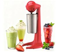 Batido retro, espumador de leche de 100 W con taza de acero inoxidable de 500 ml, ajustes de 2 velocidades para batidos de proteínas, cócteles, frappes, tortillas y mezclas