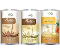 Batido Saciante Control de Peso - Sustitutivo de Comida | Pack 3 Sabores (Capuchino, Chocolate Blanco y Yogur con Piña) | Alto en Proteínas y Fibra, Bajo en Grasas, Sin Azúcares Añadidos