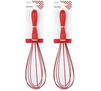 Batidor Batidor de Silicona Manual Rojo, Utensilios de Cocina, Pack de 2 Unidades