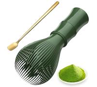 Batidor Chasen Tradicional, Resina Accesorio de Ceremonia de Te Matcha Japonés, 100 Varillas Té verde, con Cuchara de Mango Largo