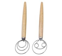 Batidor con, batidor de levadura, 2X látigo holandés de acero inoxidable, mango de madera, Herramientas para hornear, herramienta de mezcla de batidor de cocina, accesorios para hornear para, pasteles