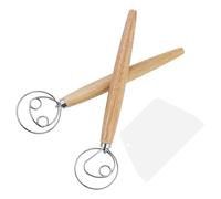 Batidor danés, 2 unidades de acero inoxidable para masa, batidor de masa y batidor de huevos, batidor de masa con mango largo como accesorio para hornear pan, ideal para cocinar (con 1 cortador de