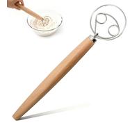 Batidor Danés para Masa, Varillas Cocina de Acero Inoxidable, Batidora Manual con Mango de Madera, Barillas Batir Manual para Pan, Masa, Pasteles, Pizza, Pasteles y Más, 13 Pulgadas