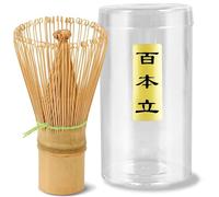 Batidor de Bambú Tradicional para Matcha, Batidor de Bambú Chasen para la Preparación de Té Ceremonial, Auténtico Batidor de Bambú Japonés para Té Matcha, 100 Varillas