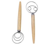 Batidor de, batidor de pan, 2 batidores de cocina de acero inoxidable para mezclar con mango de madera | Utensilios de pastelería, herramienta para batir de cocina, para la