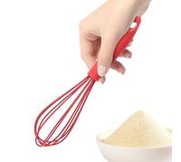 Batidor de cocina de silicona, 6,3 x 6,3 x 26,3 cm, resistente al calor, antideslizante, mezclador de alambre suave, perfecto para mezclar huevos, proyectos de horneado, actividades de cocina