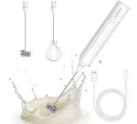Batidor de Espuma con USB,USB Recargable Batidor de Leche,Espumador Leche Electrico de Mano,Espumador de Leche,3 Velocidades Ajustables,para Capuchino,Chocolate Caliente,Huevo,Blanco