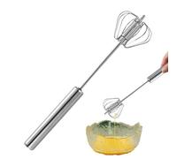 Batidor de huevos de acero inoxidable - Batidor giratorio batidor batidor de empuje de mano, ayudante de cocina portátil, batidora de mano para hacer , mezclar, batir y batir