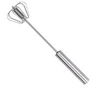 Batidor de huevos de acero inoxidable de 2 piezas, batidor giratorio manual, herramienta de mezcla semiautomática fácil de usar para batir huevos, espumar leche, mezclar (10 pulgadas)