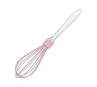 Batidor de huevos de silicona con mango transparente Manual, mezclador de crema for pasteles, utensilio for hornear, 1 Uds., 10 pulgadas(Pink)