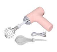 Batidor de huevos eléctrico inalámbrico, batidora de mano con 2 cabezales batidores (Rosa)