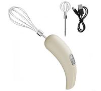 Batidor de huevos eléctrico recargable USB con cabezales de batidor duales, espumador de leche con 5 ajustes de velocidad para preparación de café y alimentos (beige)