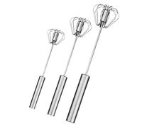 Batidor de huevos Manual de acero inoxidable semiautomático tipo empuje batidor de huevos giratorio giratorio 3 uds