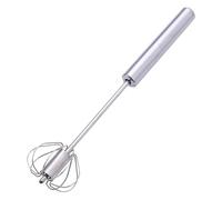Batidor de huevos semiautomático, batidor giratorio de mano, 10.63 x 2.56 x 2.56 pulgadas, acero inoxidable con mango largo, herramienta de cocina manual para mezclar huevos, batidos, crema