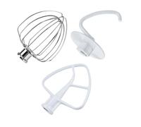 Batidor de huevos Varilla agitadora de acero inoxidable mezclador compatible con KitchenAid de 4,5 cuartos - Batidor de aluminio de 6 hilos, batidor plano y gancho for masa, accesorios