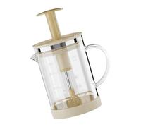 Batidor de mano con jarra integrada, batidor manual de vidrio resistente al calor para hornear en el hogar, cocina multiusos, construcción de acero inoxidable, batidor de vidrio de borosilicato para