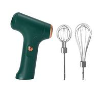 Batidor de mano portátil eléctrico batidor de huevos inalámbrico para pasteles y alimentos para bebés, color verde, 2 varillas, 10 x 15,5 cm