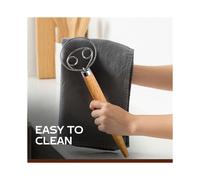 Batidor de Masa Danés con Gancho de Acero Inoxidable y Mango Largo de Madera. Suministros Esenciales para Hornear Pan de Masa Madre.