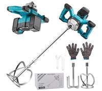 Batidor de mortero de pintura con batería Makita compatible con batería Makita, 3200 W, multiusos, sin escobillas, agitador de hormigón con varillas agitadoras, cabezal mezclador, llave inglesa y