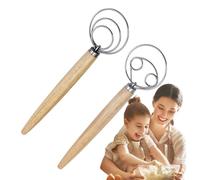 batidor de pan de madre, batidor de - 2X Batidores de para Madre con Mango de Madera,Accesorios y gadgets para hornear, herramientas de madre para hacer pan de repostería