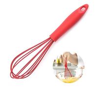 Batidor de silicona, batidor de silicona roja, batidor de plástico, batidor de cocina, para mezclar, batir, batir, espumar y agitar