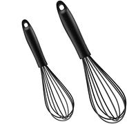 Batidor De Silicona Juego De 2 Negro Manual Varillas Cocina Acero Inoxidable Con Mango De Agarre Plástico Para Batir, Espumar y Remover