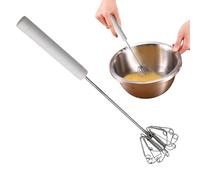 Batidor semiautomático, batidor de huevos de cocina de 26 x 6 cm, batidor de huevos giratorio de acero inoxidable, batidor de huevos de mano para hornear, batir, batir, batir leche