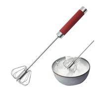 Batidor semiautomático - Batidor de varillas de acero inoxidable, batidor semiautomático con empuje manual, batidor multifuncional, batidor giratorio, espumador de leche para