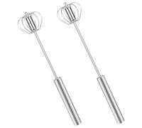 Batidor semiautomático de acero inoxidable, 2 Piezas, Batidor huevos manual, Bate Huevos sin Esfuerzo, Agitador Semiautomático, utensilios de cocina semiautomáticos, para batir, batir, mezclar, natas